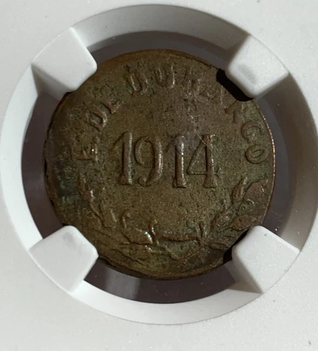 1914 MEXICO 5 CENTAVOS DURANGO E LARGE DATE NGC AU55 BN