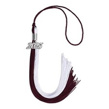 Endea Graduation Maroon/White Tassel with Silver Date Drop