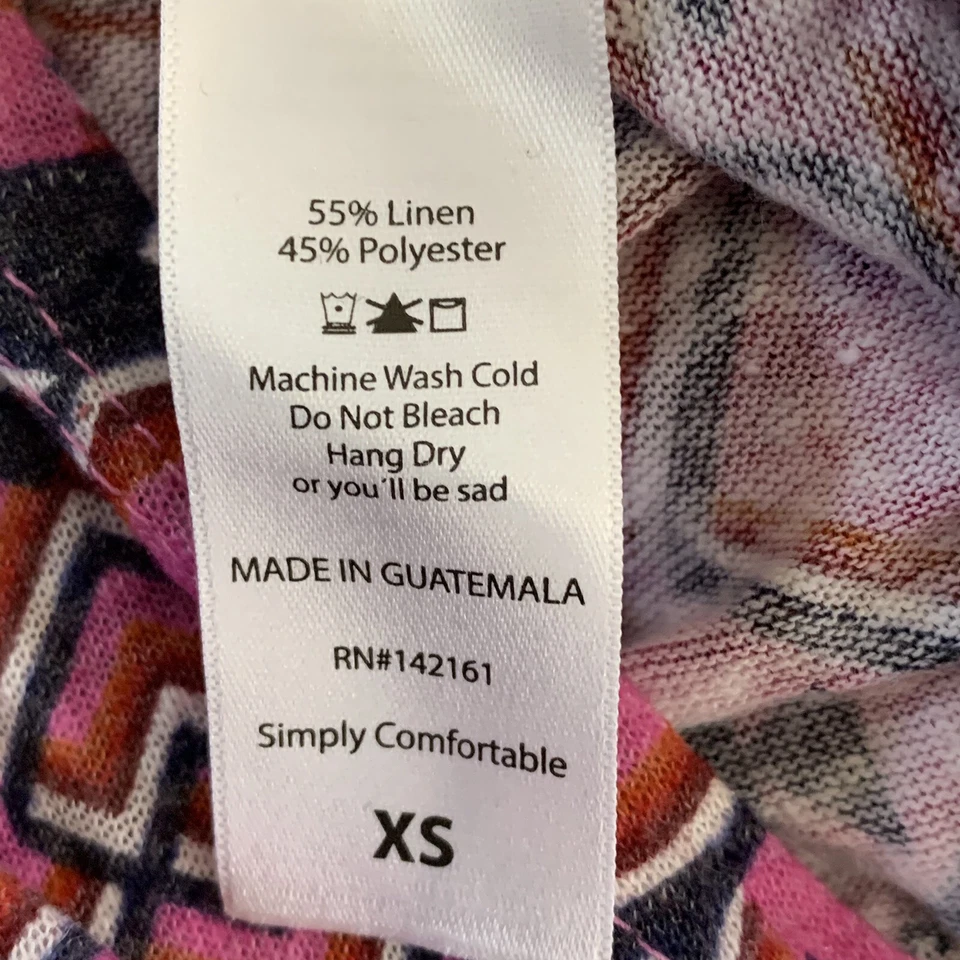 LulaRoe Womens Cardigan Sweater Sz XS Pink Black Geometric Long Duster Sarah NEW - Image 4 of 4