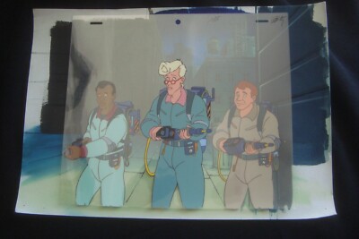 The Real Ghostbusters Animation Cel w/ Hand Painted Background Alley Proton pack