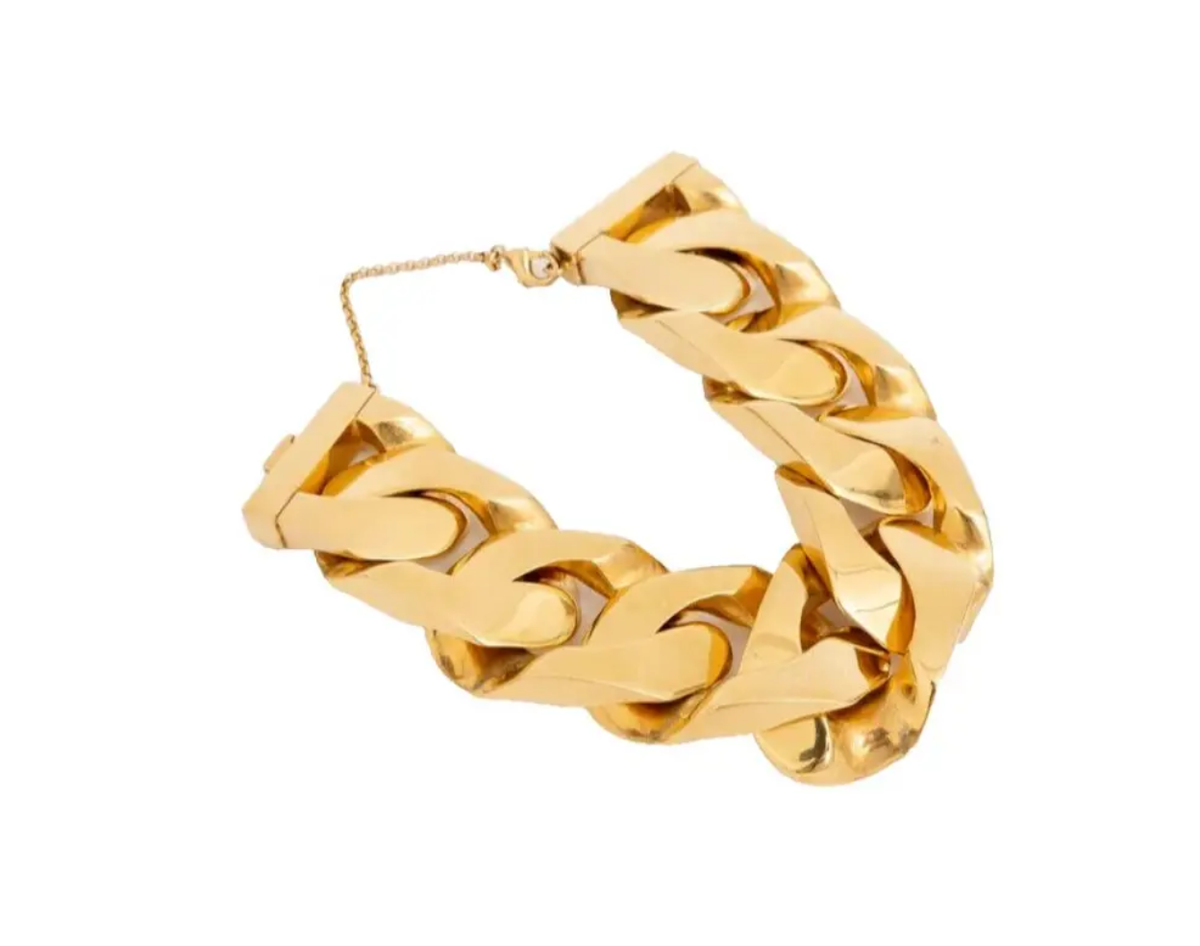 Celine - Chunky Cuban Link ID Gold Bracelet / Sz Medium Celine - Chunky Cuban Link ID Gold Bracelet / Sz Medium