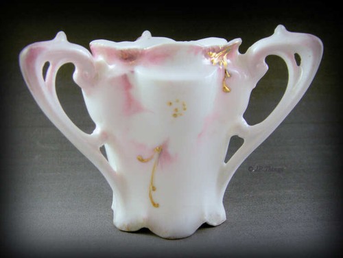 Eleganter antiker RS Preußen Hartriegel mit 3 Henkeln und Zahnstocherhalter goldvergoldet - Bild 1 von 6