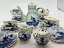 Vintage Miniature Delft Tea Set 17 pieces