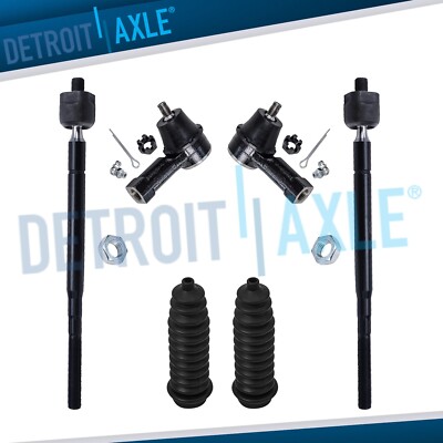Detroit Axle Front Inner & Outer Tie Rod Set W/ Rack Boots For Dodge Stratus & Chrysler Sebring
