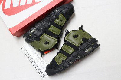 スニーカー Nike Air More Uptempo '96 Black Rough Green Pilgrim NIKE AIR MORE UPTEMPO 96 BLACK-ROUGH GREEN-PILGRIM SZ 12