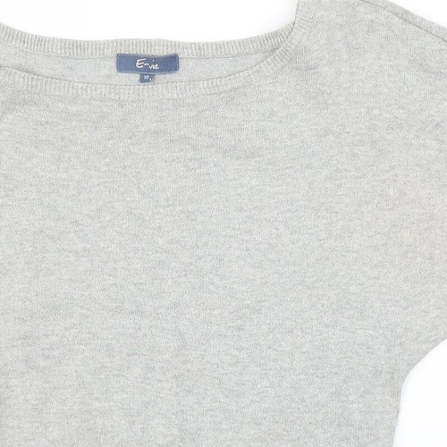 Evie Womens Grey Round Neck Cotton Blend Jumper Size 10 - Picture 7 of 12