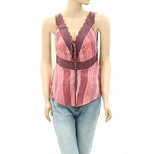 Free People Floral Lace Tank Blouse Top Sleeveless High Low Cotton S New 267887