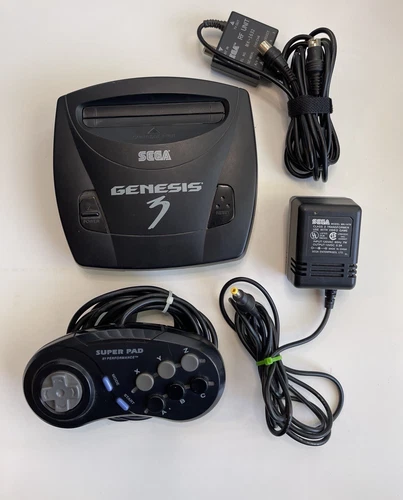 Sega Genesis 3 Video Game Console Black MK-1461 OEM power and AV