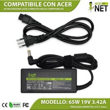 Alimentatore 19V 3,42A 65W compatibile con Acer Aspire 5552 5560 (5,5x1,7mm)