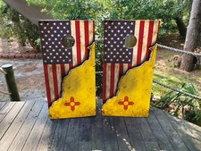 FADEPROOF Cornhole Board Wraps Laminated USA / New Mexico Flag