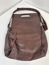 Lucky Brand Brown Leather Purse Fold Over Flap Crossbody Shoulder Strap Magnets