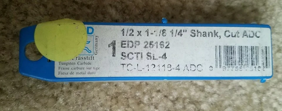 Carbide Cutting Drill Bit 1/2 x 1-1/8  1/4"    Cut ADC Taper 14° Cut NEW PFERD - Image 2 of 4