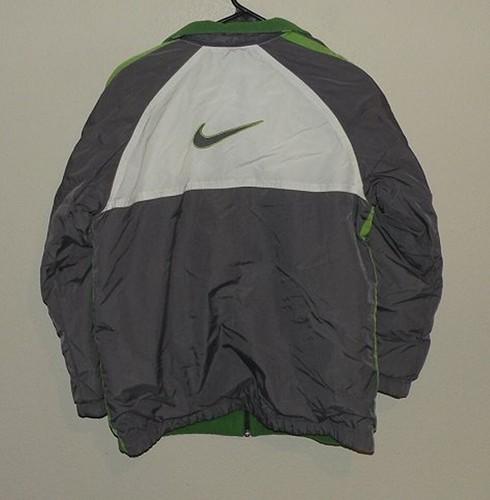 Nike Youth Lrg(14-16) Zipper Reversible Insulated Jacket Nylon/Fleece Gray Green - Picture 2 of 4
