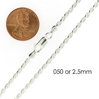 #ad 925 Sterling Silver Diamond Cut Rope Chain Necklace .925 Italy All Sizes $29.99