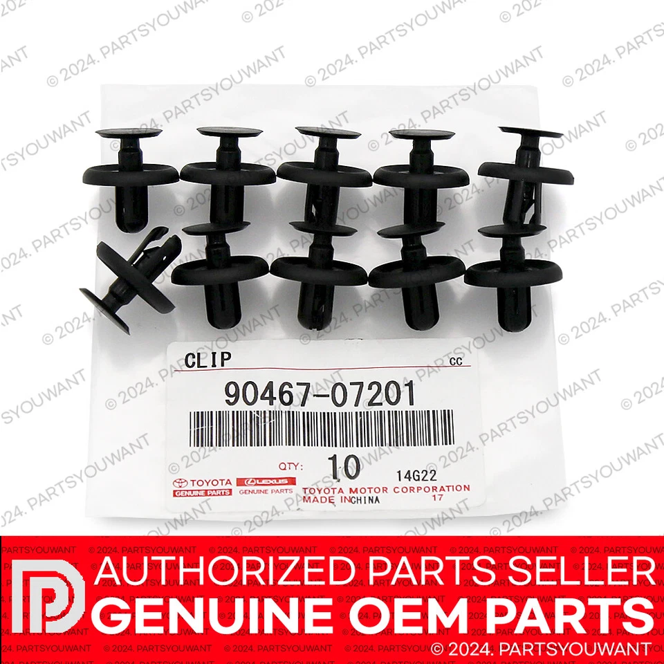 GENUINO Toyota Lexus OEM parachoques motor clips de retención 90467-07201 [Juego de 10] Foto 2 de 3
