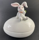 Fitz & Floyd Easter Bunny Candy Porcelain Trinket Box Egg 3.5”