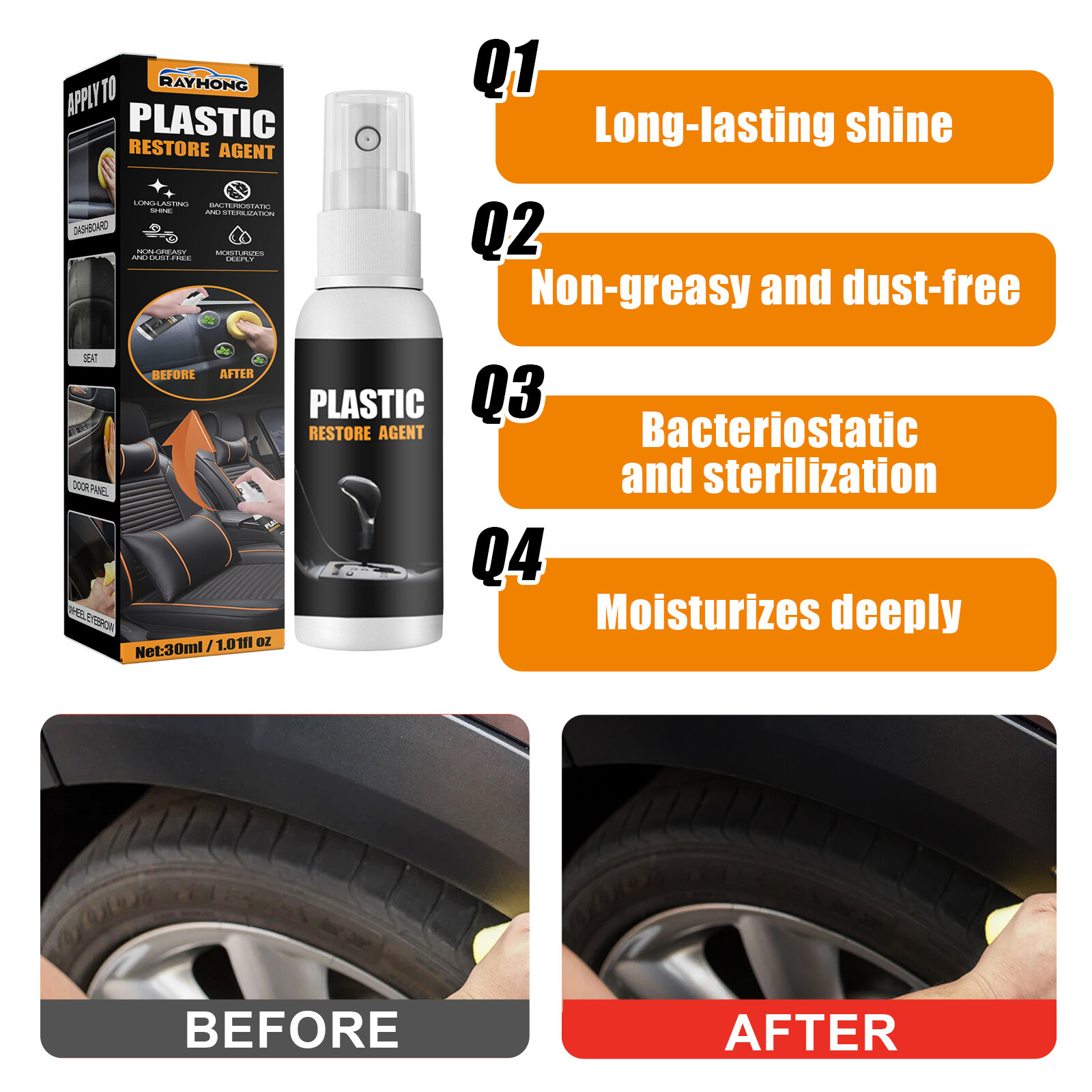 2set Plastic Trim Coating Long Lasting Hydrophobic,Car Exterior Plastic Restorer eBay