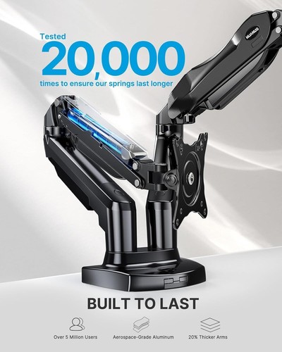 Adjustable Dual Monitor Stand with C-Clamp & Grommet Mounts for 13-32'' Screens - Picture 7 of 9