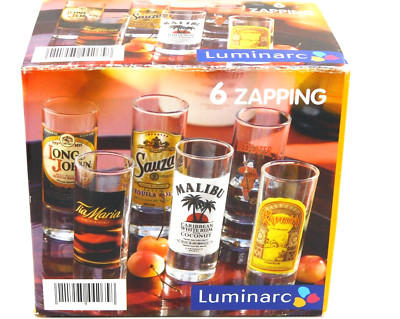 Vintage Luminarc Shotgläser Malibu Tia Maria 6er Pack  Neu & OVP