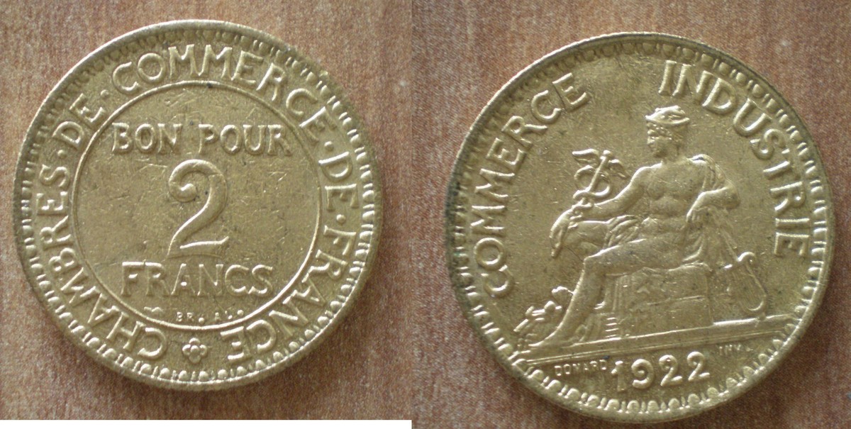France Bon Pour 2 Francs 1922 Commerce Industrie Coin Free