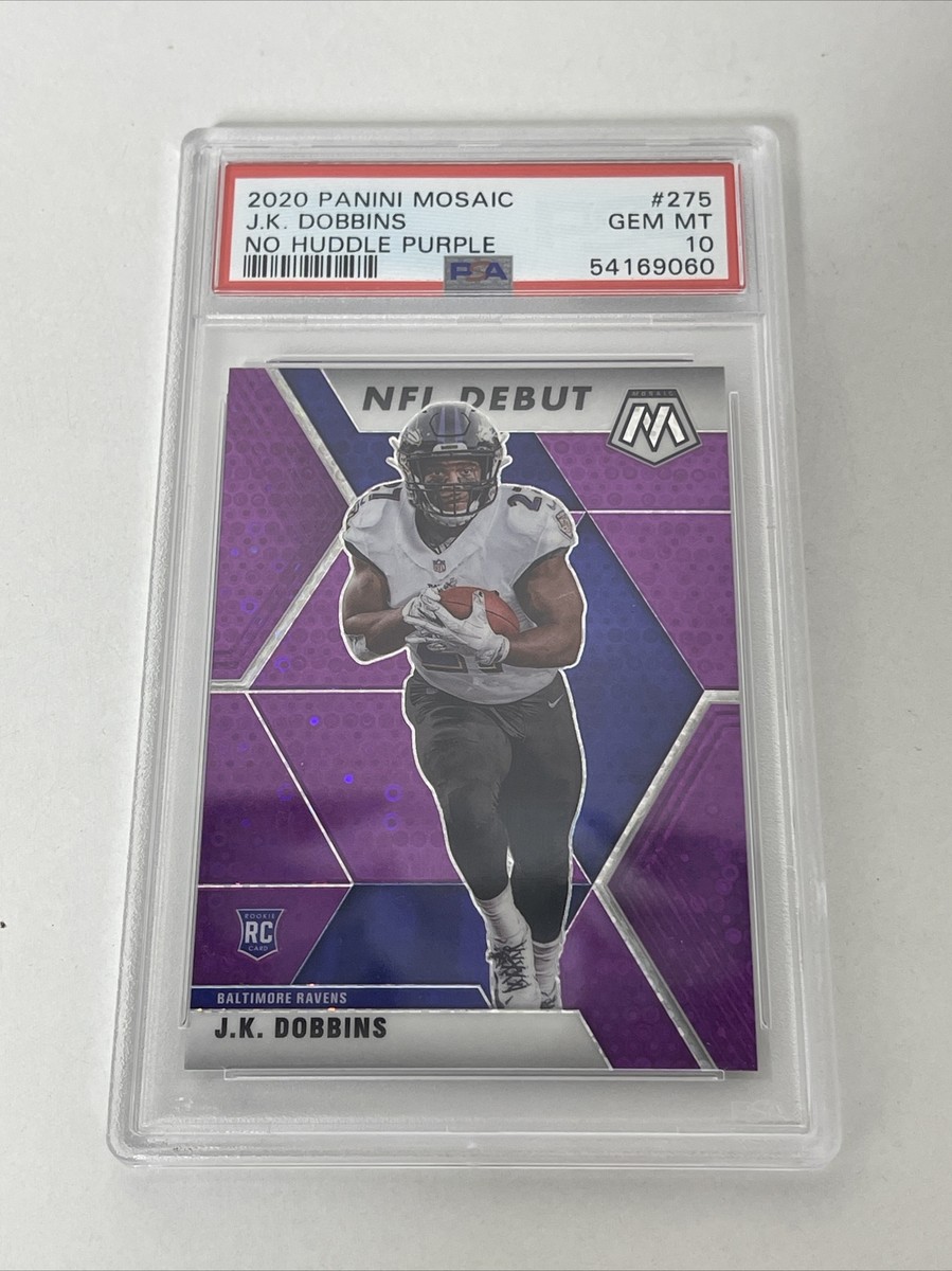 🍀2020 Mosaic JK Dobbins Rookie /50 No Huddle Purple Prizm PSA 10