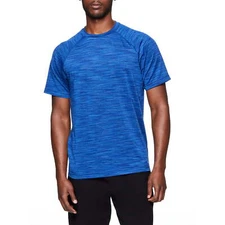 Reebok Mens Active Push Press Short Sleeve Performance Training Tee Blue Medium