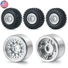 CNC 1.0" Beadlock Wheel Rims Tires Set for 1/24 RC Crawler Car Axial SCX24 90081