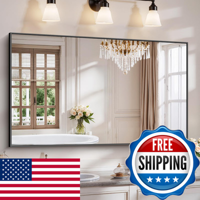 Yiroman Bathroom Mirror 60X36 Large Matte Black Bathroom Mirror For Over Sink