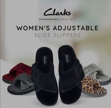 Clarks Womens Black Terry Slides Slip On Flats Sz 6 US