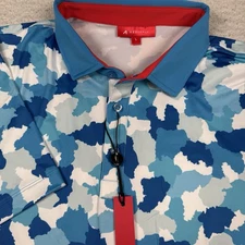 Redvanly Dawson Polo Shirt Men's Large Golf Rugby PUREpoly Malibu Blue Camo NWT