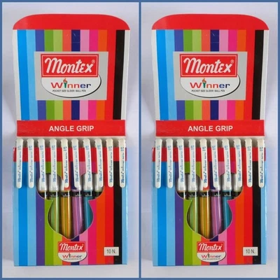(20 pièces) Stylo à bille Montex Winner Glider Point taille poche encre bleue - Photo 1/4