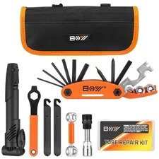 Bicycle Repair Kit with Pump, Tire Patches &工具, Portable Bike Maintenance Saf...