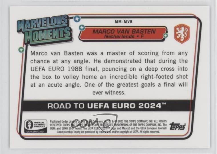 2023 Pristine Road to UEFA Euro 2024 Marvelous Moments Marco Van Basten 0g27 thumbnail 2