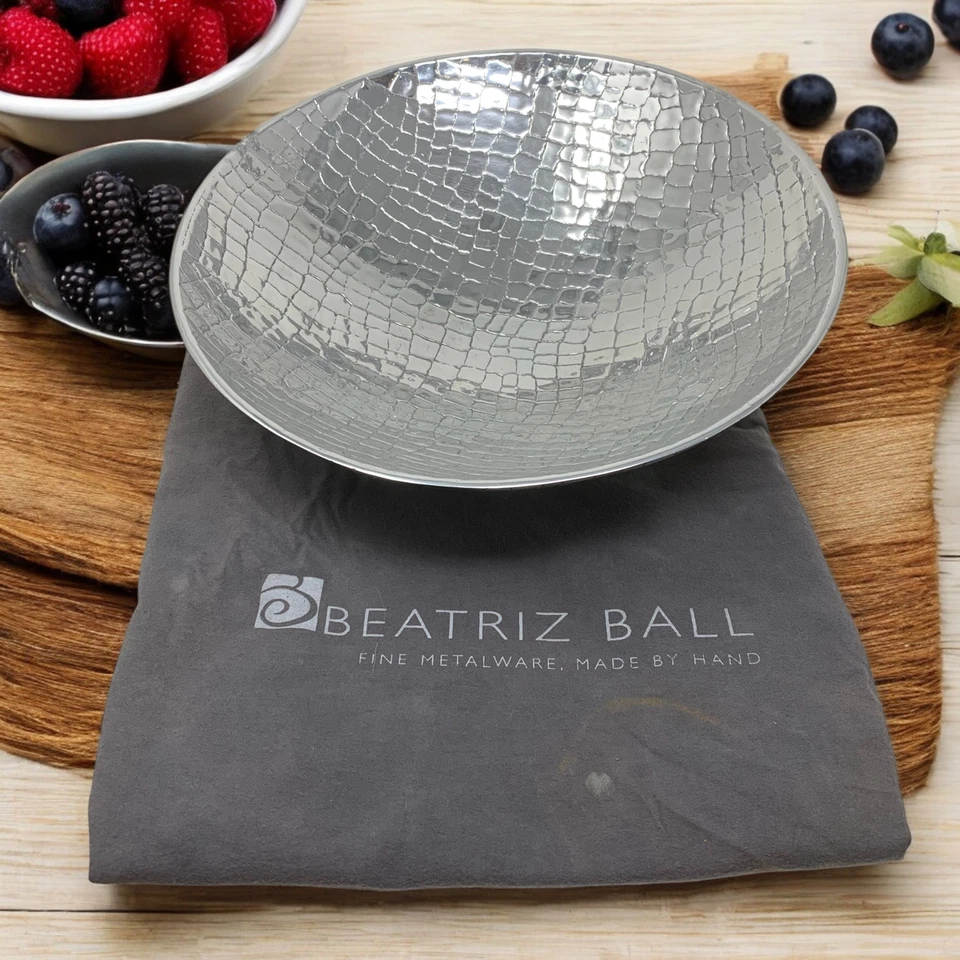 Beatriz Ball Metalware Cocodrilo Cuenco Aluminio 14" Modernista Artesano México 5734 Foto 3 de 4