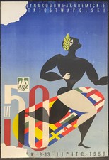 Międzynarodowe Akademickie Mistrzostwa Polski 1958 Original Polish Poster 26x39