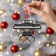 Personalized Keyboard Ornament Custom Name Piano Player Musician Xmas Gift