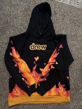 Drew House Fire Design Pullover Hoodie burgundy L