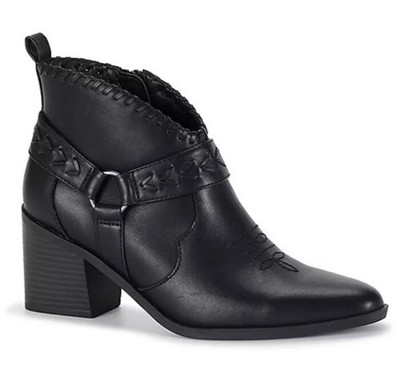FRYE and CO. Womens Palma Stacked Heel Harness Ankle Boots Booties Black sz. 9.5