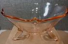 Vintage 1920's Lancaster Pink Depression Glass Bowl - 3 toed