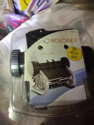 Rolodex Rotary Business Card File with A-Z Index Tabs and 200 Sleeved Cards NIB