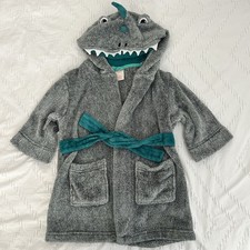 Boys Dino Hooded Plush Fleece Bath Robe, 2T/3T Dinosaur by Cat Jack Sleepwear