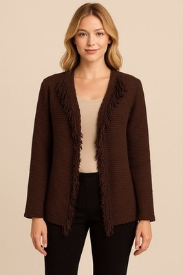 Wawas Argentina Handmade Burgundy Fringe Cardigan Sweater Size S Artisanal $270