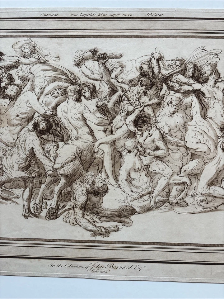 Gravura antiga A Batalha dos Centauros e Lapiths mitologia grega 1765 - Imagem 3 de 4