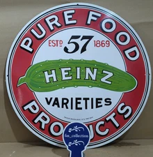 Heinz Pure Food Products Porcelain Enamel Sign  30 x 30 Inches 1 Sided