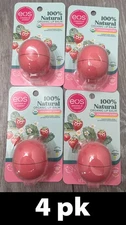 4pk EOS 100% Natural Organic Lip Balm, Strawberry Sorbet 0.25 oz (7g) each