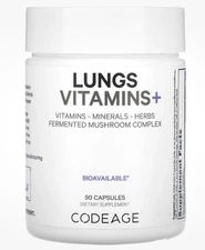 Cordage Lungs Vitamins+ 90 Capsules Organic Fermented Lung Mushroom Complex 5/27