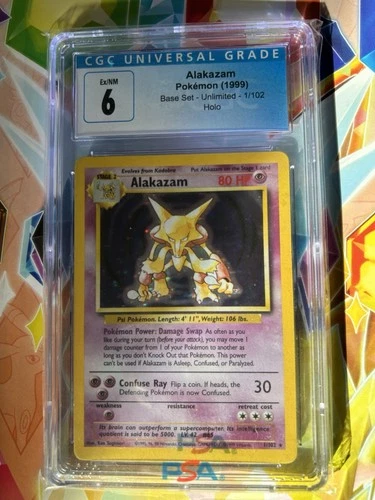 CGC 6 EX/NM Alakazam 1999 Base Set 1/102 Holo Rare Pokemon Card