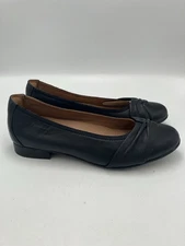 Clarks Women’s Un Blush Wish Leather Flats Black Size 9.5 M