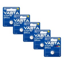 Image of 5x Varta V76PX SR44 1.55V Silver Oxide Watch Coin Cell Batteries
