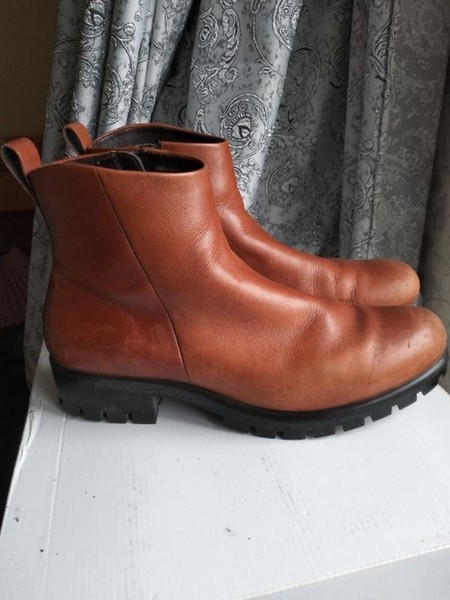 Women Ecco Boots Orange Leather 40 #3Q4N